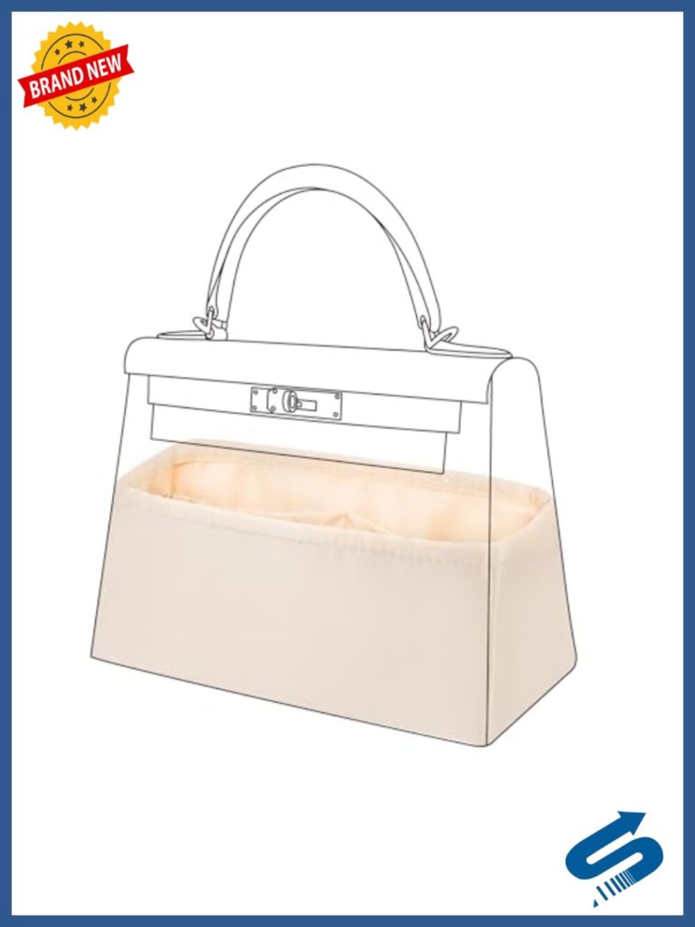 Silk Handbag Organizer Insert Purse Bag Shaper Multi-Pocket Tote Protector
